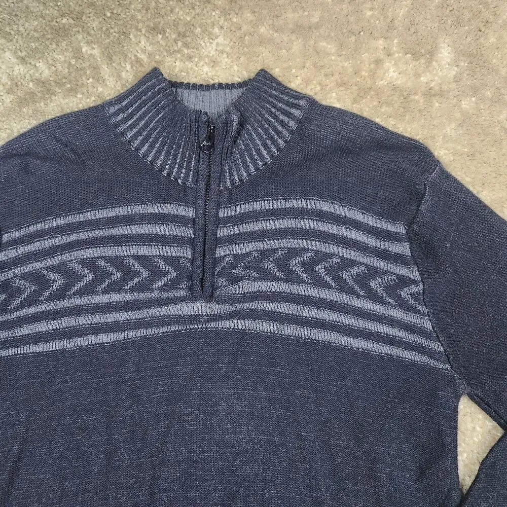American Rag Cie Sweater Mens M Black 1/4 Zip Mock Neck Pullover Stretch A683